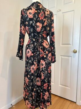 Floral Black beach cover up/festival layer with cinch corset style tie in back
